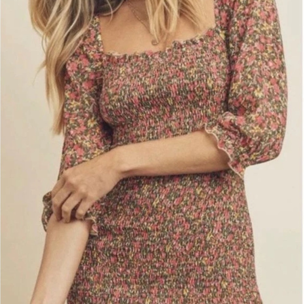 Dress Forum Multicolor Floral Long Sleeve Mini Dress